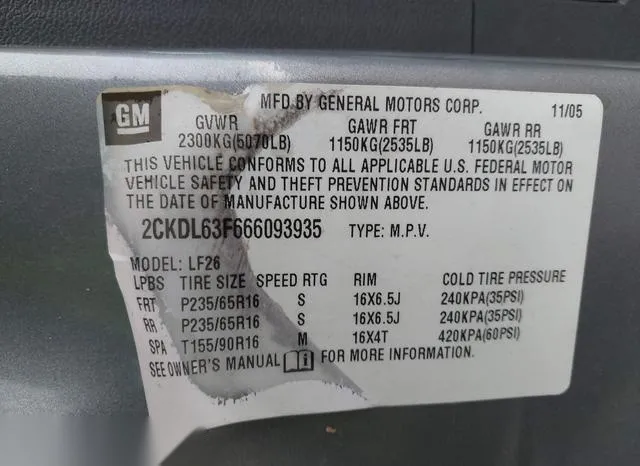 2CKDL63F666093935 2006 2006 Pontiac Torrent 9