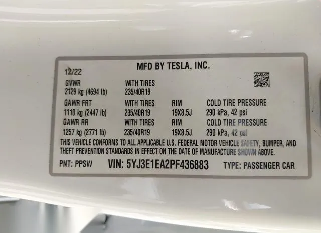 5YJ3E1EA2PF436883 2023 2023 Tesla Model 3 9