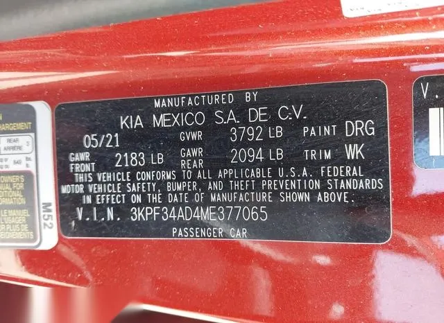 3KPF34AD4ME377065 2021 2021 KIA Forte- Gt-Line 9