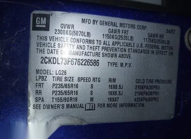 2CKDL73F676226586 2007 2007 Pontiac Torrent 9