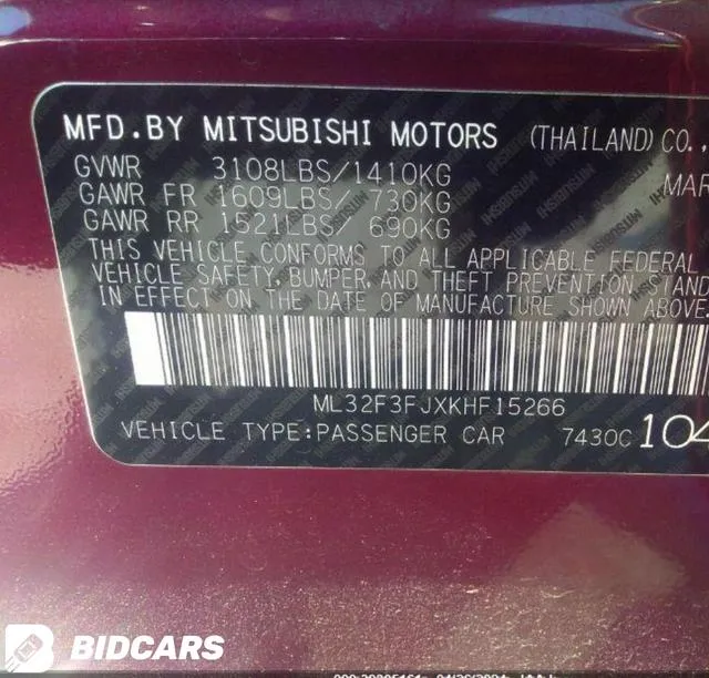 ML32F3FJXKHF15266 2019 2019 Mitsubishi Mirage- G4 ES 9