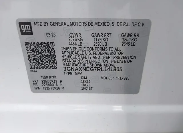 3GNAXNEG7RL141805 2024 2024 Chevrolet Equinox- Fwd Premier 9