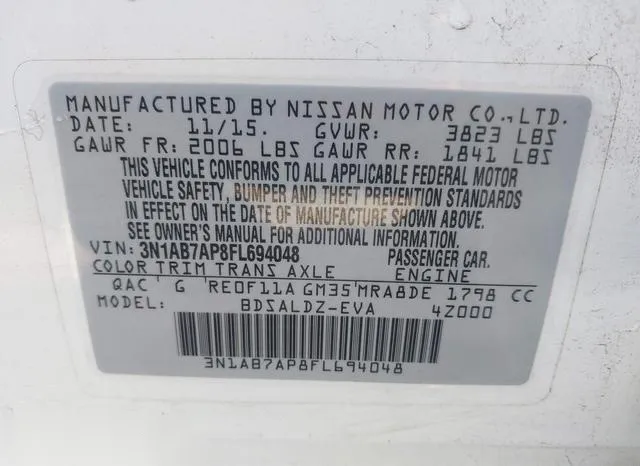 3N1AB7AP8FL694048 2015 2015 Nissan Sentra- SV 9