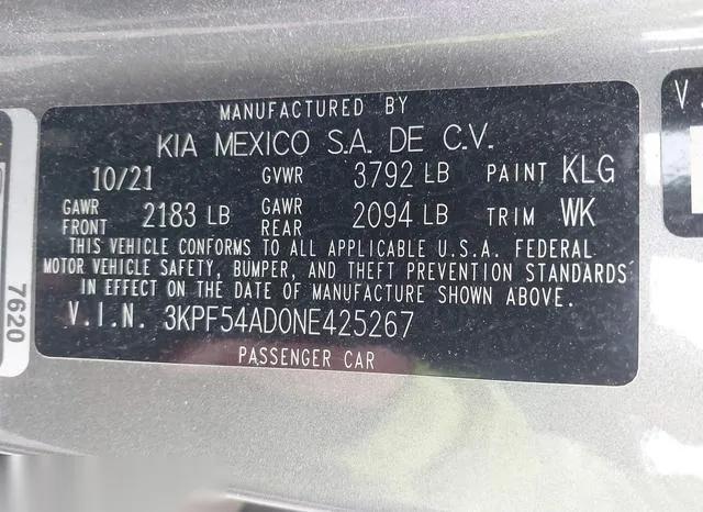 3KPF54AD0NE425267 2022 2022 KIA Forte- Gt-Line 9