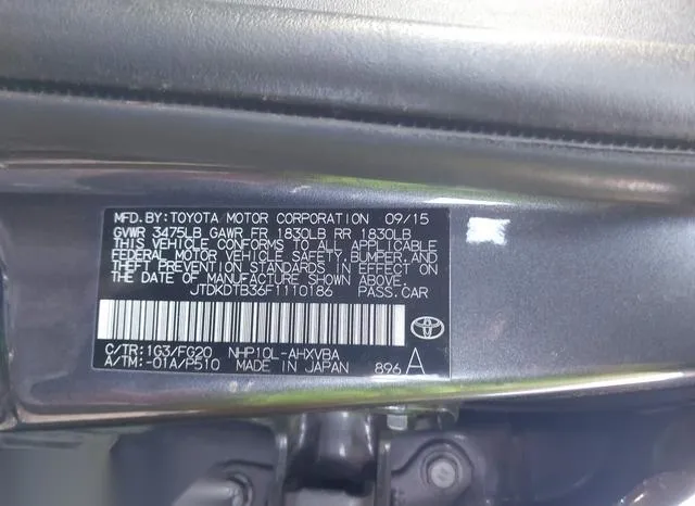 JTDKDTB36F1110186 2015 2015 Toyota Prius- C Two 9