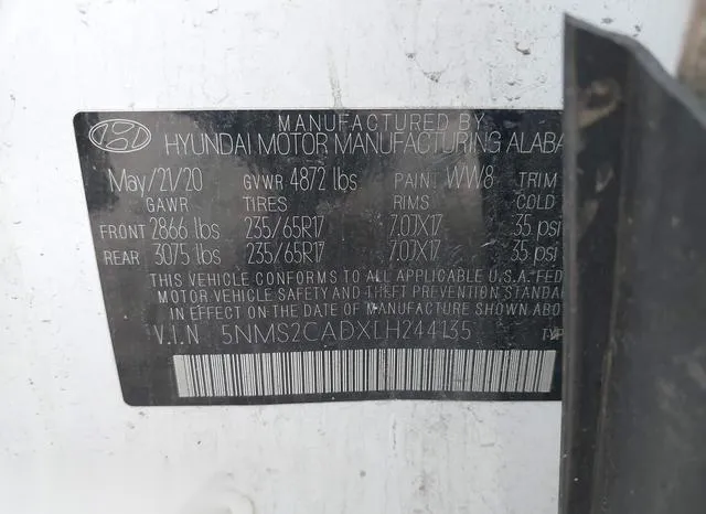 5NMS2CADXLH244135 2020 2020 Hyundai Santa Fe- SE 9