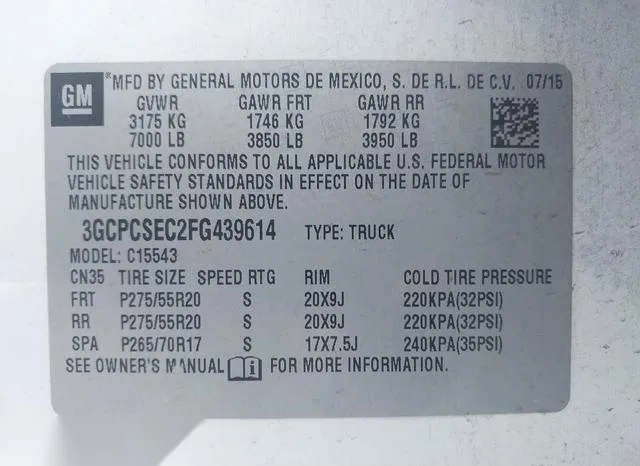 3GCPCSEC2FG439614 2015 2015 Chevrolet Silverado 1500- 1LZ 9