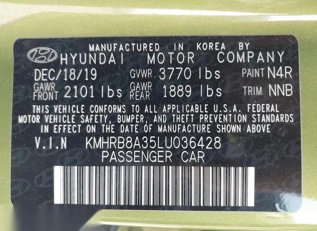 KMHRB8A35LU036428 2020 2020 Hyundai Venue- SE 9