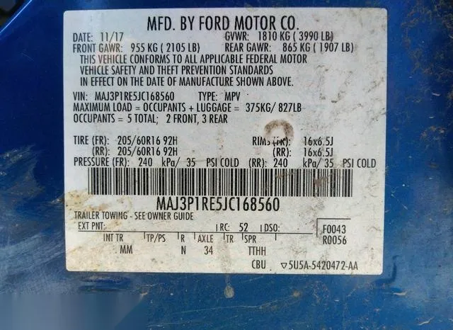 MAJ3P1RE5JC168560 2018 2018 Ford Ecosport- S 9