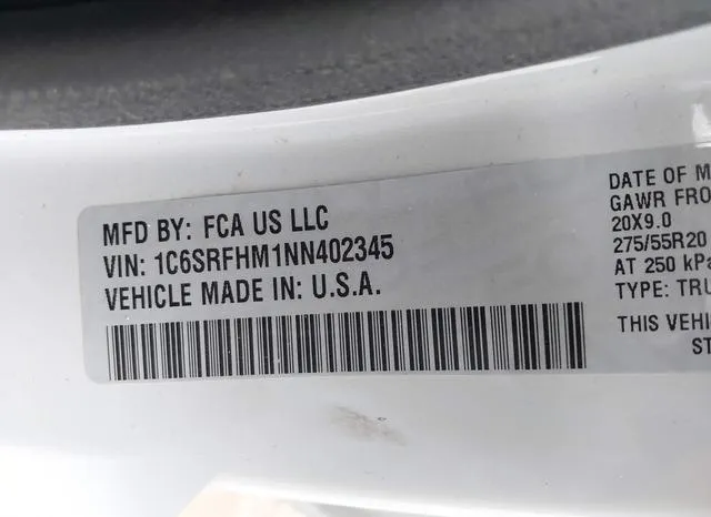 1C6SRFHM1NN402345 2022 2022 RAM 1500- Limited  4X4 5-7 Box 9