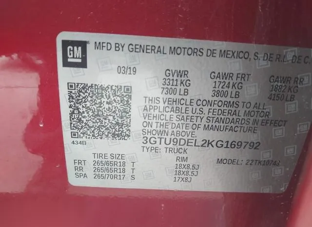 3GTU9DEL2KG169792 2019 2019 GMC Sierra- 1500 Slt 9