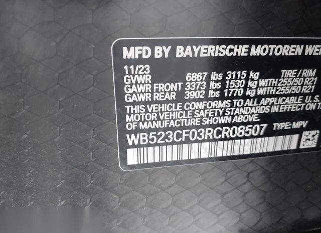 WB523CF03RCR08507 2024 2024 BMW IX- Xdrive50 9