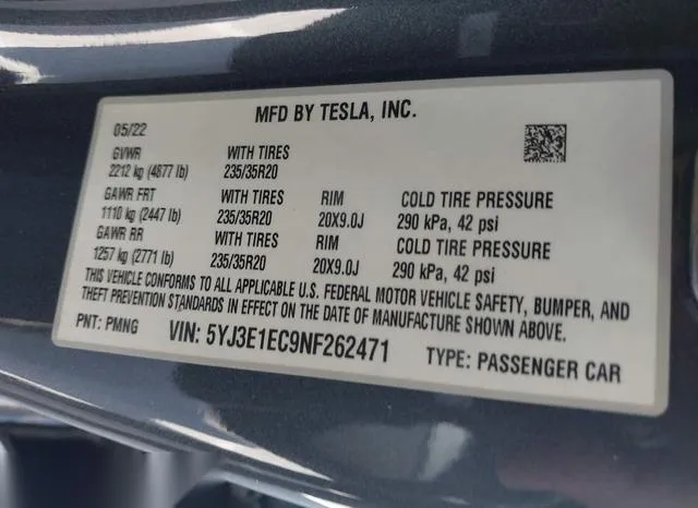 5YJ3E1EC9NF262471 2022 2022 Tesla Model 3- Performance Dual  9