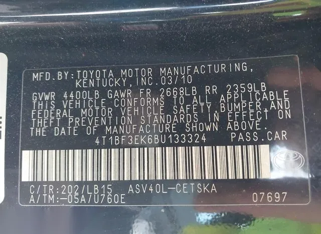 4T1BF3EK6BU133324 2011 2011 Toyota Camry- SE 9