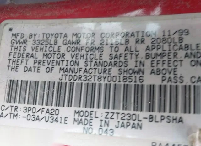 JTDDR32T8Y0018516 2000 2000 Toyota Celica- GT 9