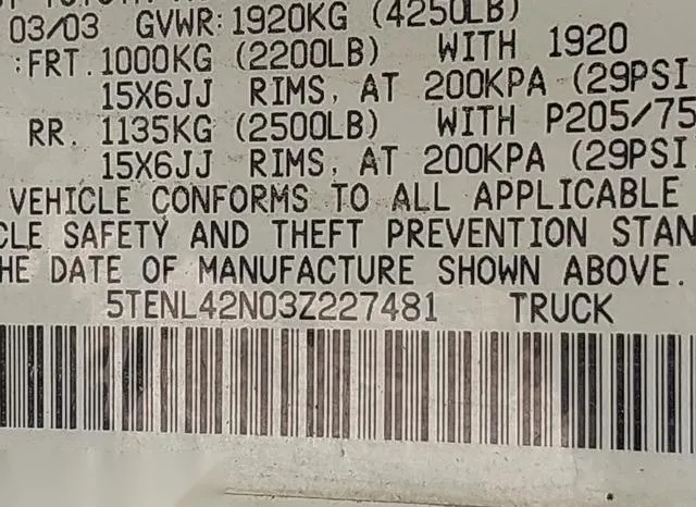 5TENL42N03Z227481 2003 2003 Toyota Tacoma 9