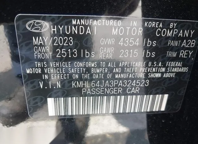 KMHL64JA3PA324523 2023 2023 Hyundai Sonata- Sel 9