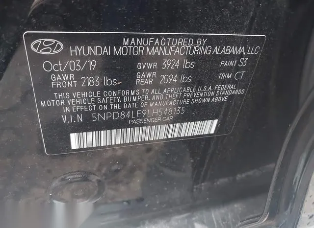 5NPD84LF9LH548135 2020 2020 Hyundai Elantra- Sel 9