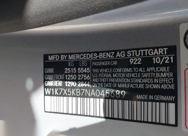 W1K7X5KB7NA045689 2022 2022 Mercedes-Benz Amg Gt 43 4-Door C 9