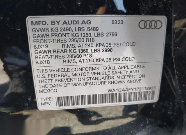 WA1GAAFY1P2118923 2023 2023 Audi Q5- Premium 45 Tfsi S Line 9