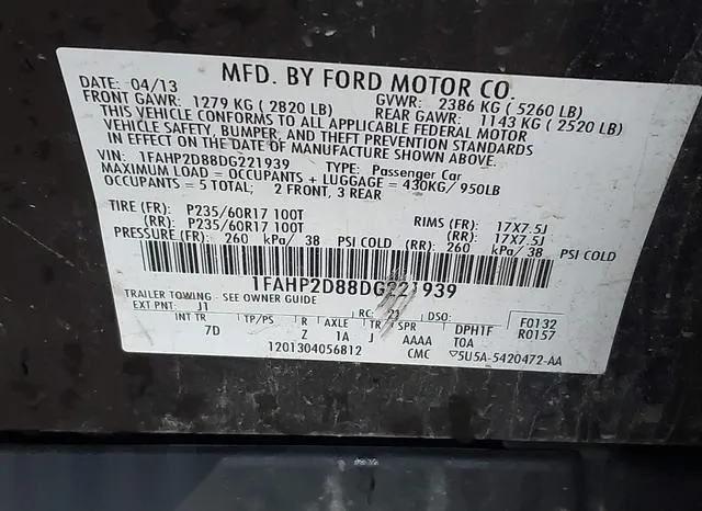 1FAHP2D88DG221939 2013 2013 Ford Taurus- SE 9