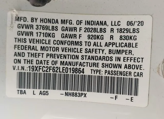 19XFC2F62LE019864 2020 2020 Honda Civic- LX 9