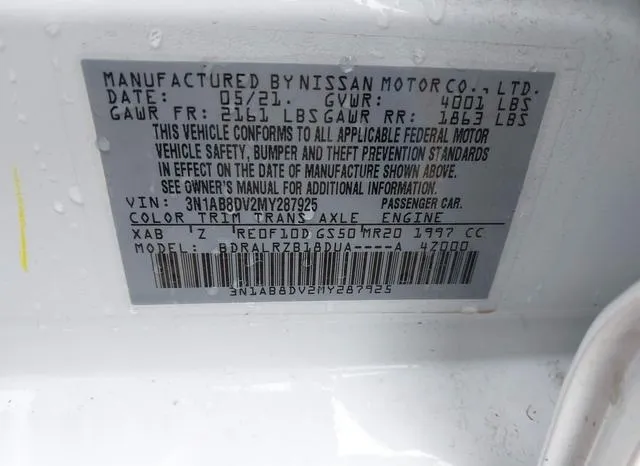 3N1AB8DV2MY287925 2021 2021 Nissan Sentra- Sr Xtronic Cvt 9