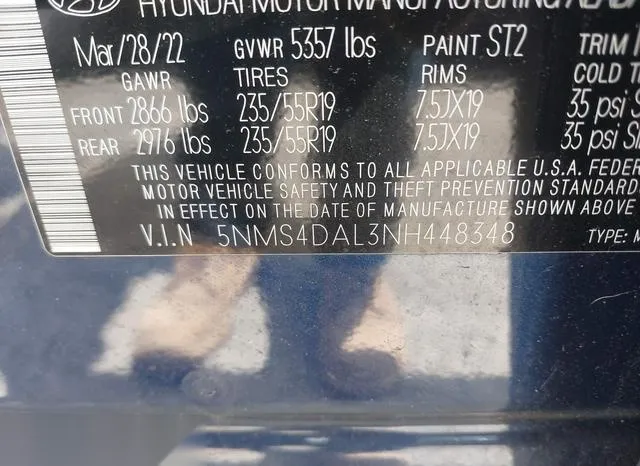 5NMS4DAL3NH448348 2022 2022 Hyundai Santa Fe- Limited 9