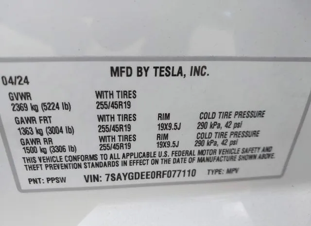 7SAYGDEE0RF077110 2024 2024 Tesla Model Y- Long Range Dual M 9