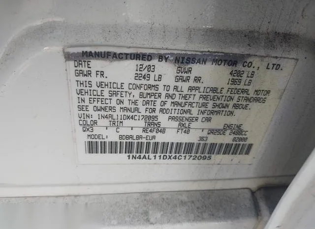 1N4AL11DX4C172095 2004 2004 Nissan Altima- 2-5 SL 9