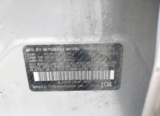 ML32F3FJ3KHF13889 2019 2019 Mitsubishi Mirage- G4 Es/Rf 9