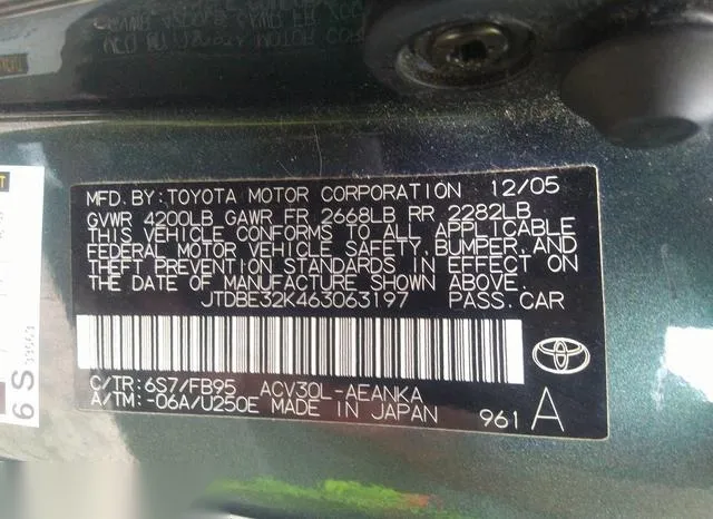 JTDBE32K463063197 2006 2006 Toyota Camry- LE 9