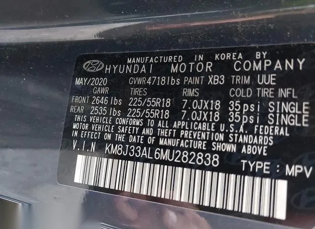 KM8J33AL6MU282838 2021 2021 Hyundai Tucson- Sel 9