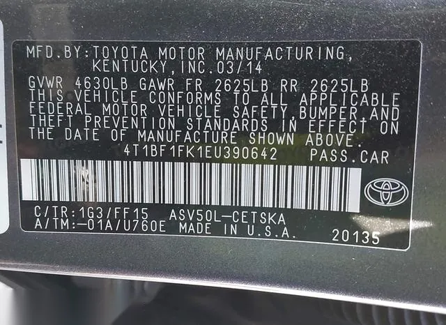 4T1BF1FK1EU390642 2014 2014 Toyota Camry- SE 9