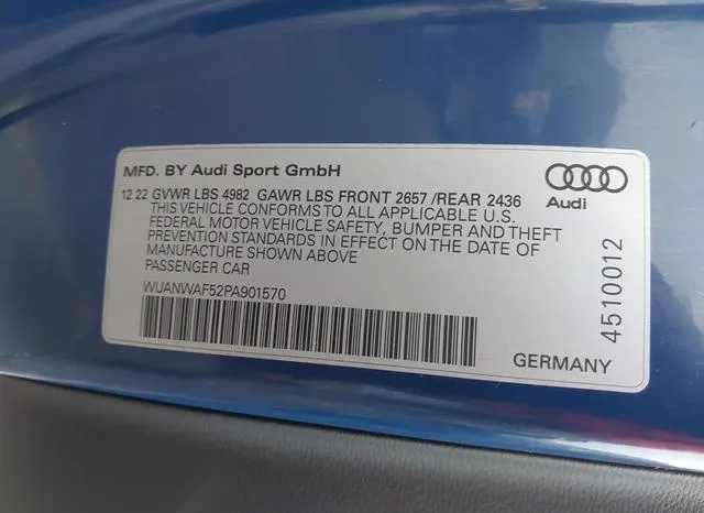 WUANWAF52PA901570 2023 2023 Audi RS5- Tfsi Quattro Tiptronic 9