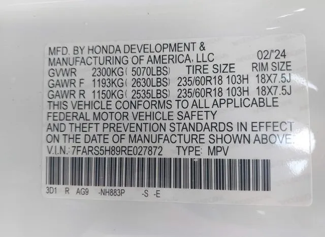 7FARS5H89RE027872 2024 2024 Honda CR-V- Hybrid Sport-L 9