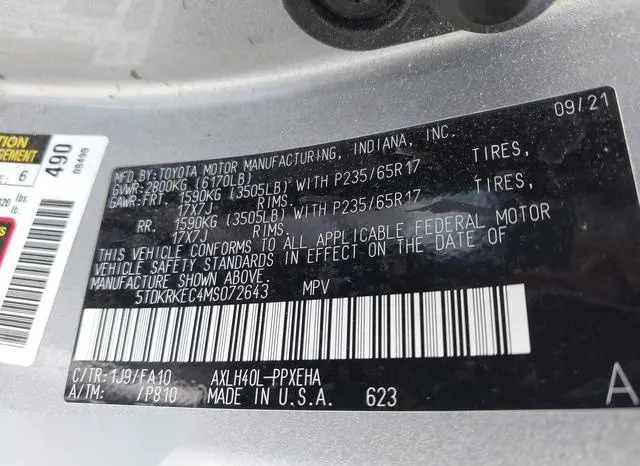 5TDKRKEC4MS072643 2021 2021 Toyota Sienna- LE 9