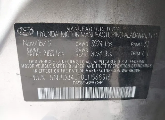 5NPD84LF0LH568516 2020 2020 Hyundai Elantra- Sel 9