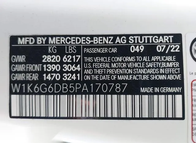 W1K6G6DB5PA170787 2023 2023 Mercedes-Benz S 500- 4Matic 9