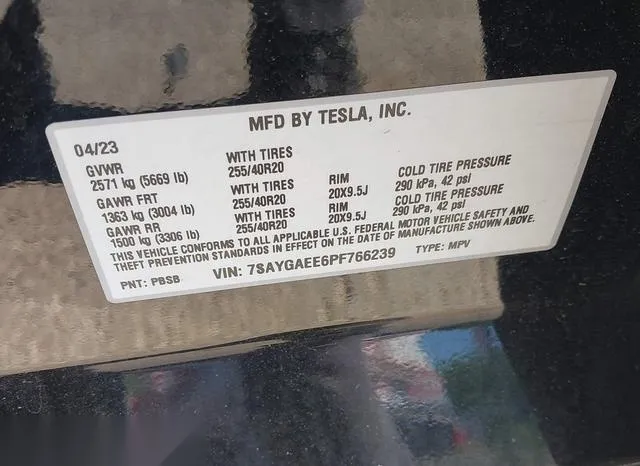 7SAYGAEE6PF766239 2023 2023 Tesla Model Y- Awd/Long Range Du 9