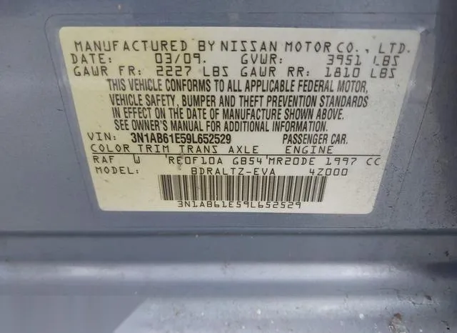 3N1AB61E59L652529 2009 2009 Nissan Sentra- 2-0S 9