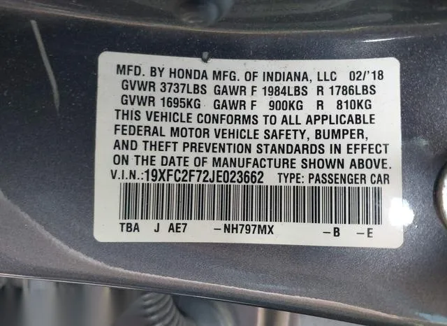 19XFC2F72JE023662 2018 2018 Honda Civic- EX 9