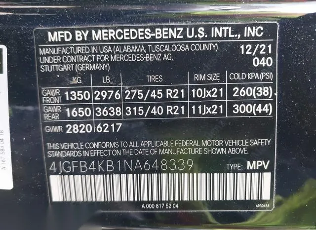 4JGFB4KB1NA648339 2022 2022 Mercedes-Benz GLE 350- 4Matic 9