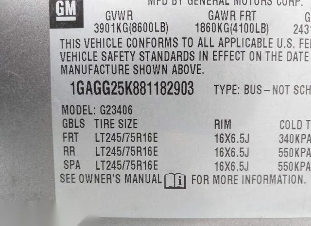 1GAGG25K881182903 2008 2008 Chevrolet Express- LS 9