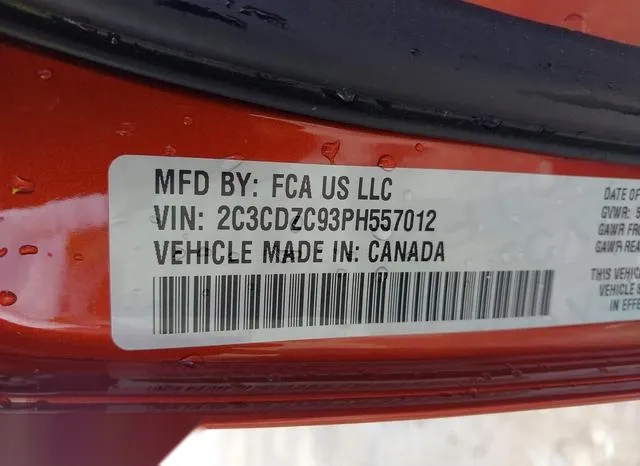 2C3CDZC93PH557012 2023 2023 Dodge Challenger- Srt Hellcat Ja 9