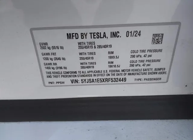 5YJSA1E5XRF532449 2024 2024 Tesla Model S- Long Range 9