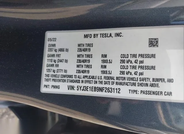 5YJ3E1EB9NF263112 2022 2022 Tesla Model 3- Long Range Dual 9