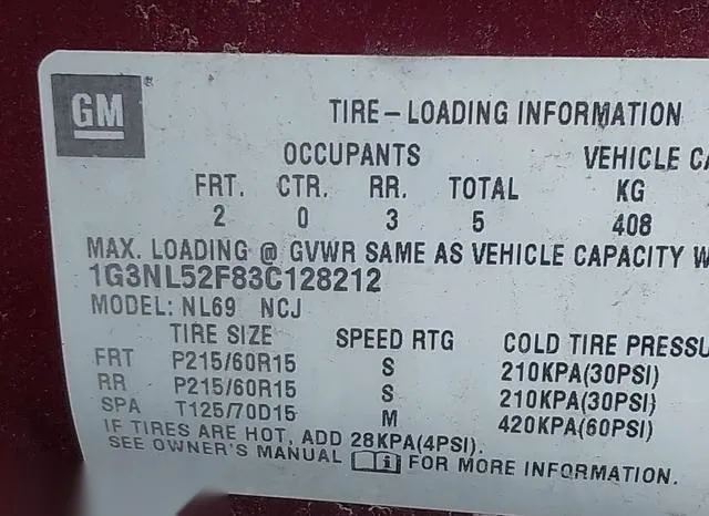 1G3NL52F83C128212 2003 2003 Oldsmobile Alero- GL1 9