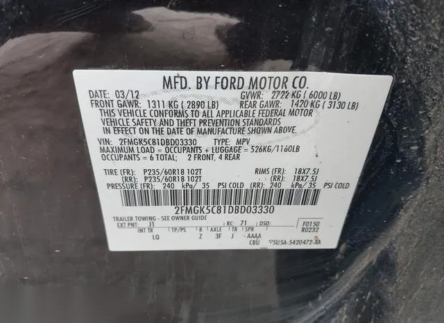 2FMGK5C81DBD03330 2013 2013 Ford Flex- Sel 9