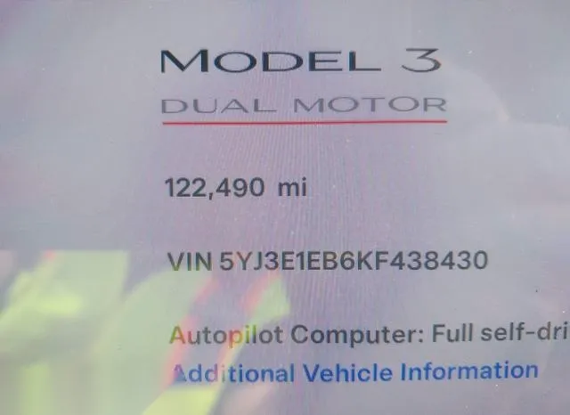 5YJ3E1EB6KF438430 2019 2019 Tesla Model 3- Long Range/Perfor 7